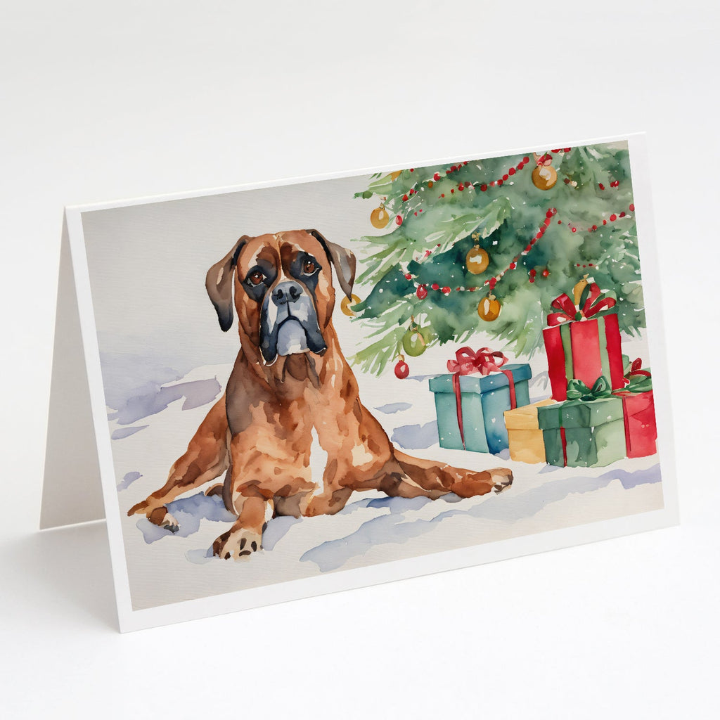 Fawn Boxer Christmas Greeting Cards Pack of 8 Blank Cards with Envelopes Whimsical A7 Size 5x7