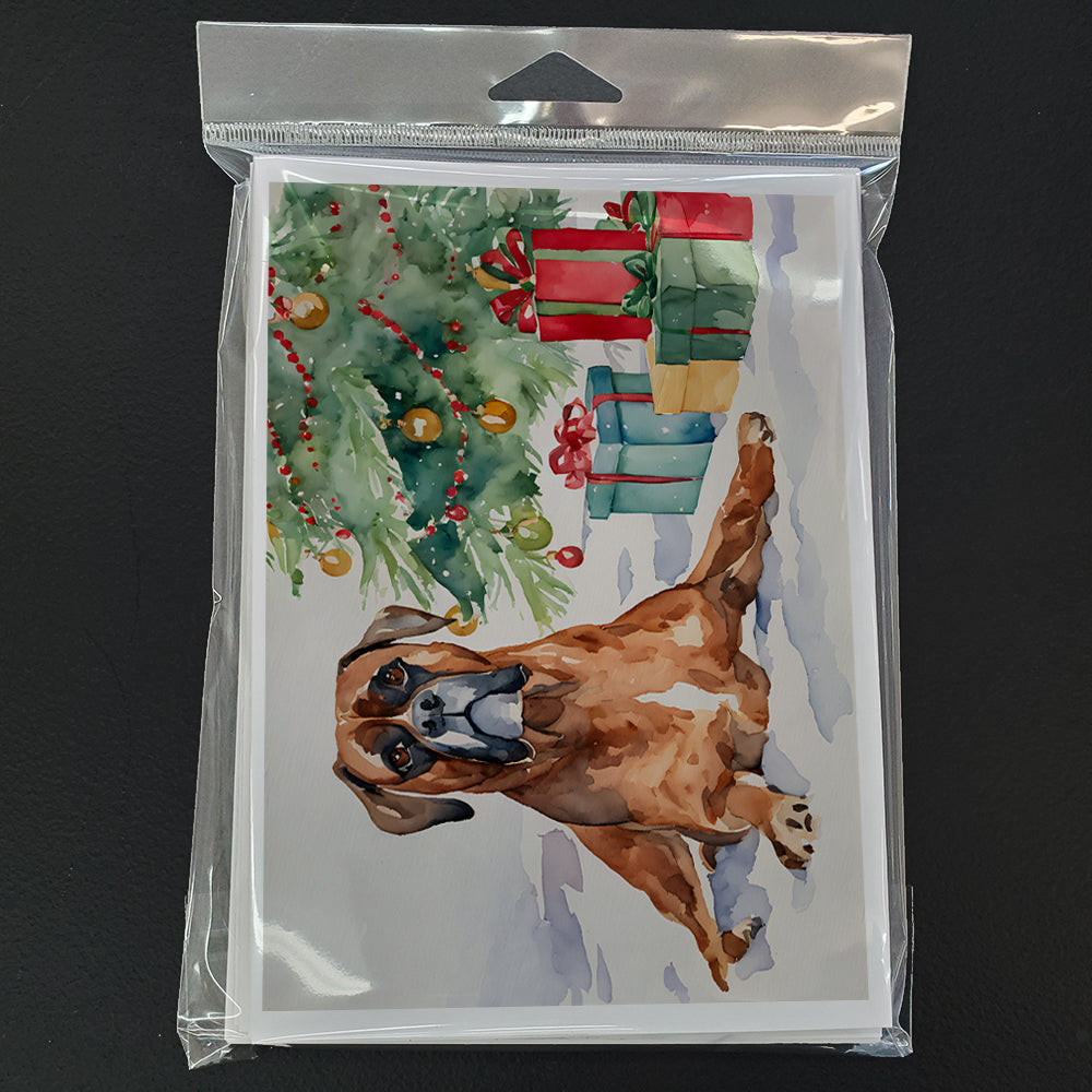 Fawn Boxer Christmas Greeting Cards Pack of 8 Blank Cards with Envelopes Whimsical A7 Size 5x7