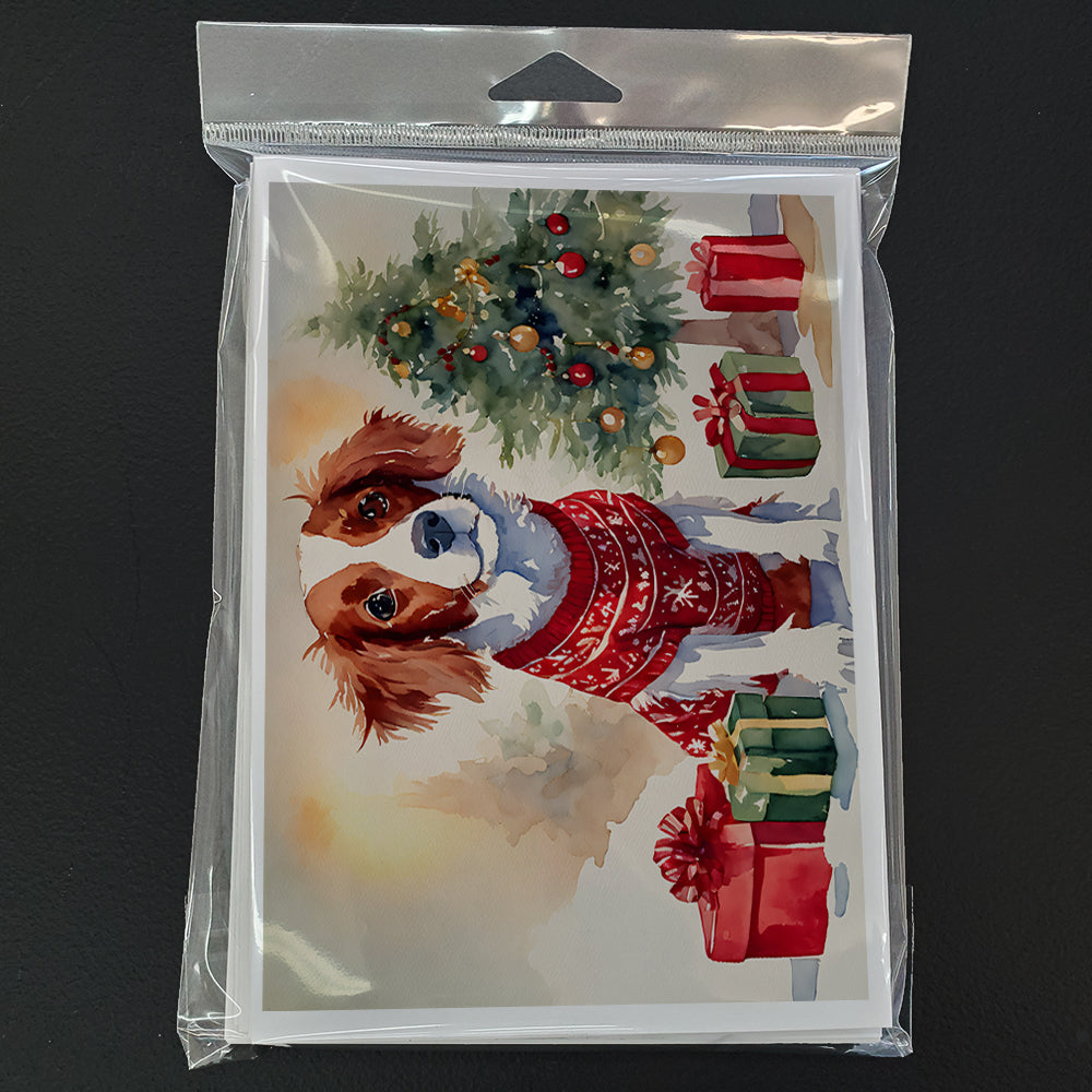 Brittany Spaniel Christmas Greeting Cards Pack of 8 Blank Cards with Envelopes Whimsical A7 Size 5x7