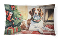 Brittany Spaniel Christmas Decorative Throw Pillow 12x16 Indoor Outdoor Accent Cushion, Fabric Cover with Insert for Sofa, Bed, Porch & Living Room