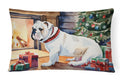White English Bulldog Christmas Decorative Throw Pillow 12x16 Indoor Outdoor Accent Cushion, Fabric Cover with Insert for Sofa, Bed, Porch & Living Room