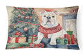 White English Bulldog Christmas Decorative Throw Pillow 12x16 Indoor Outdoor Accent Cushion, Fabric Cover with Insert for Sofa, Bed, Porch & Living Room