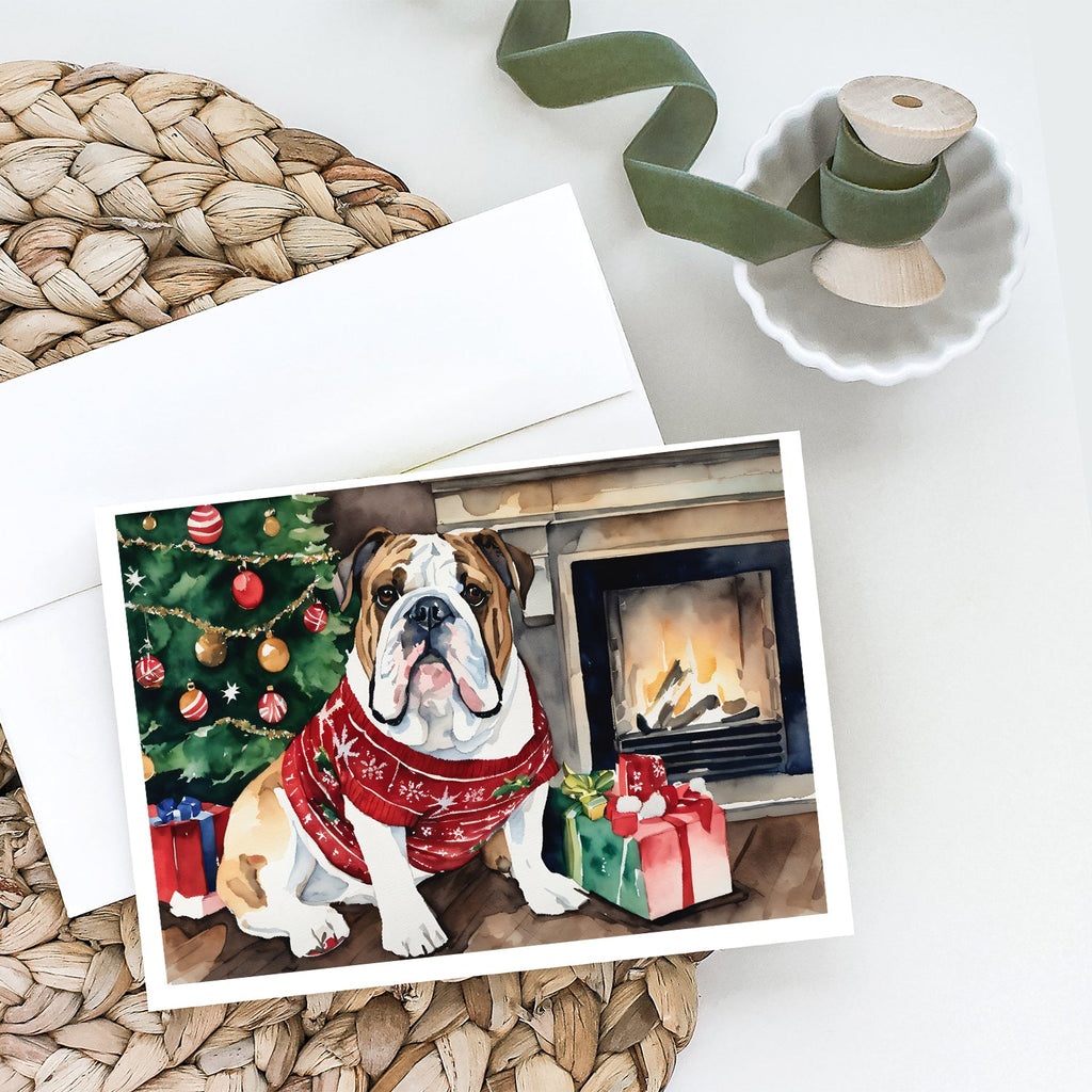 English Bulldog Christmas Greeting Cards Pack of 8 Blank Cards with Envelopes Whimsical A7 Size 5x7