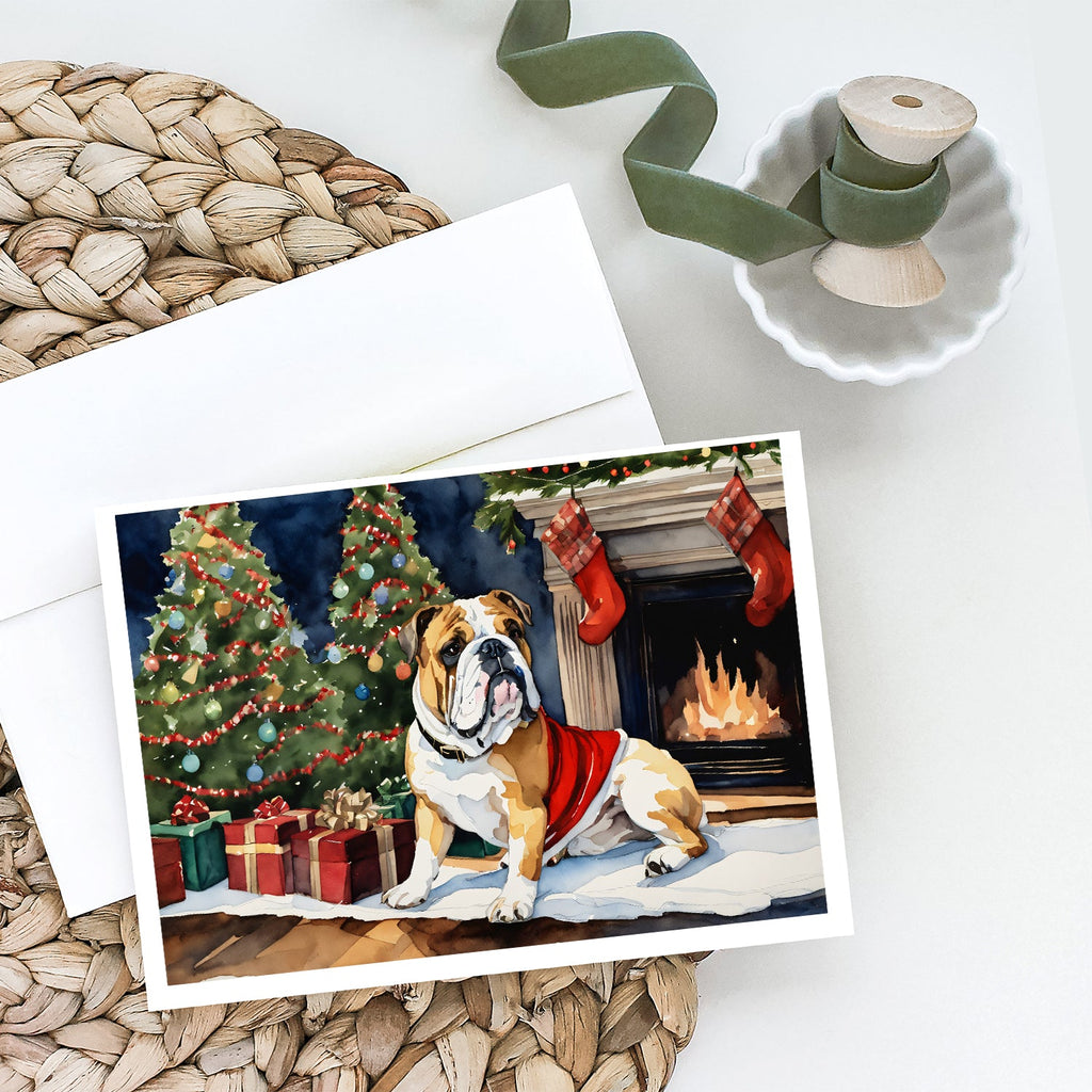 English Bulldog Christmas Greeting Cards Pack of 8 Blank Cards with Envelopes Whimsical A7 Size 5x7