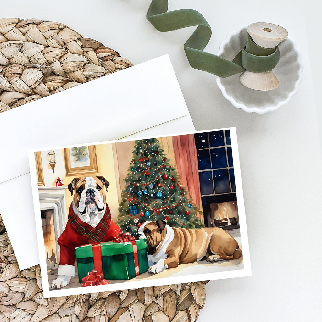 English Bulldog Christmas Greeting Cards Pack of 8 Blank Cards with Envelopes Whimsical A7 Size 5x7