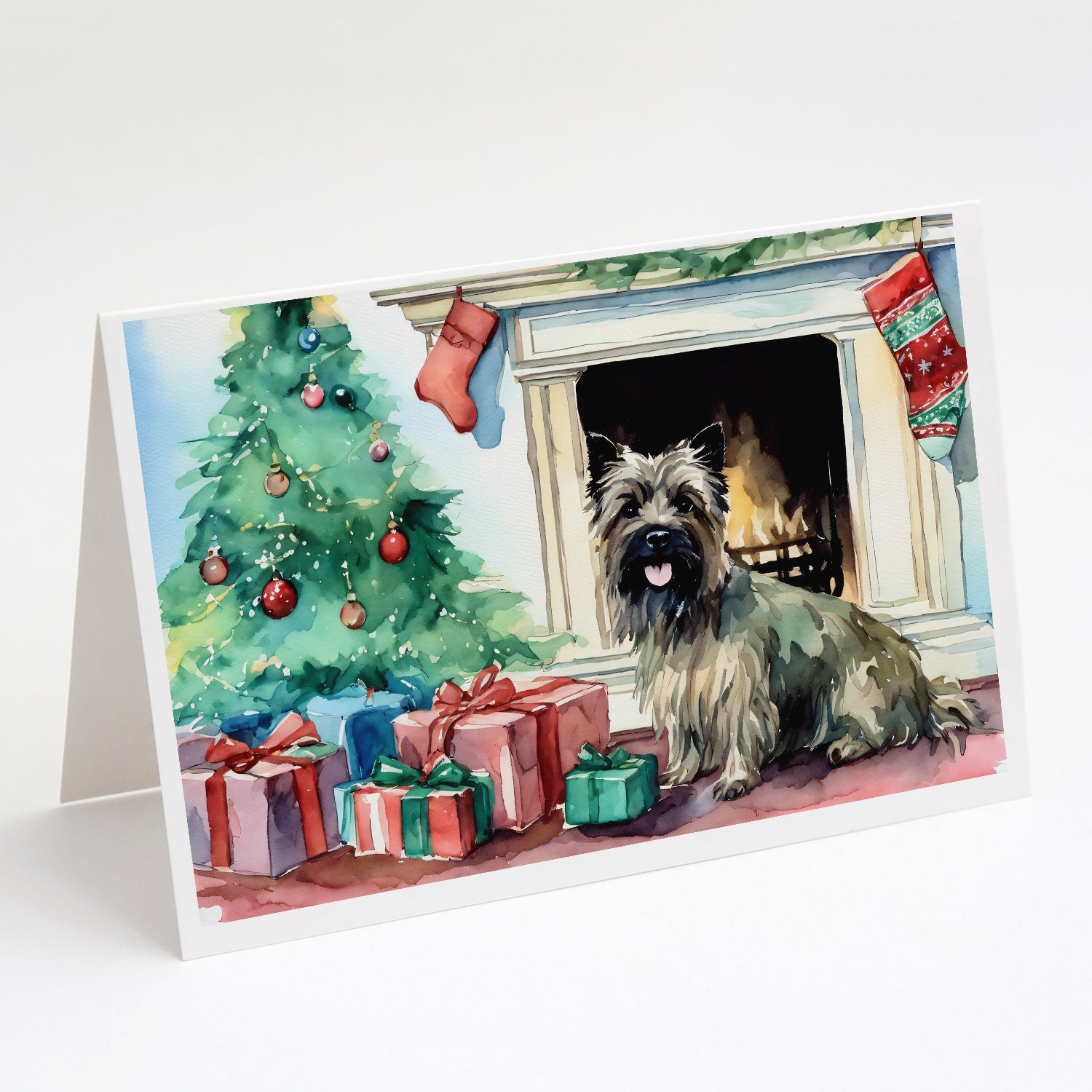 Cairn Terrier Christmas Greeting Cards Pack of 8 Blank Cards with Envelopes Whimsical A7 Size 5x7