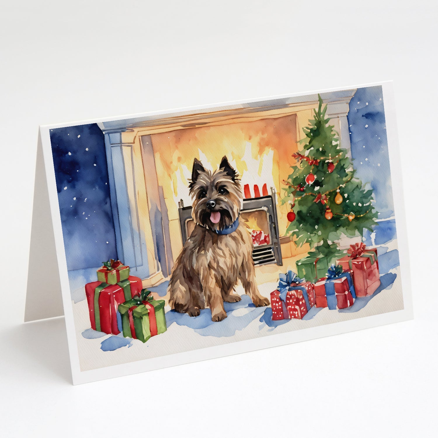 Cairn Terrier Christmas Greeting Cards Pack of 8 Blank Cards with Envelopes Whimsical A7 Size 5x7