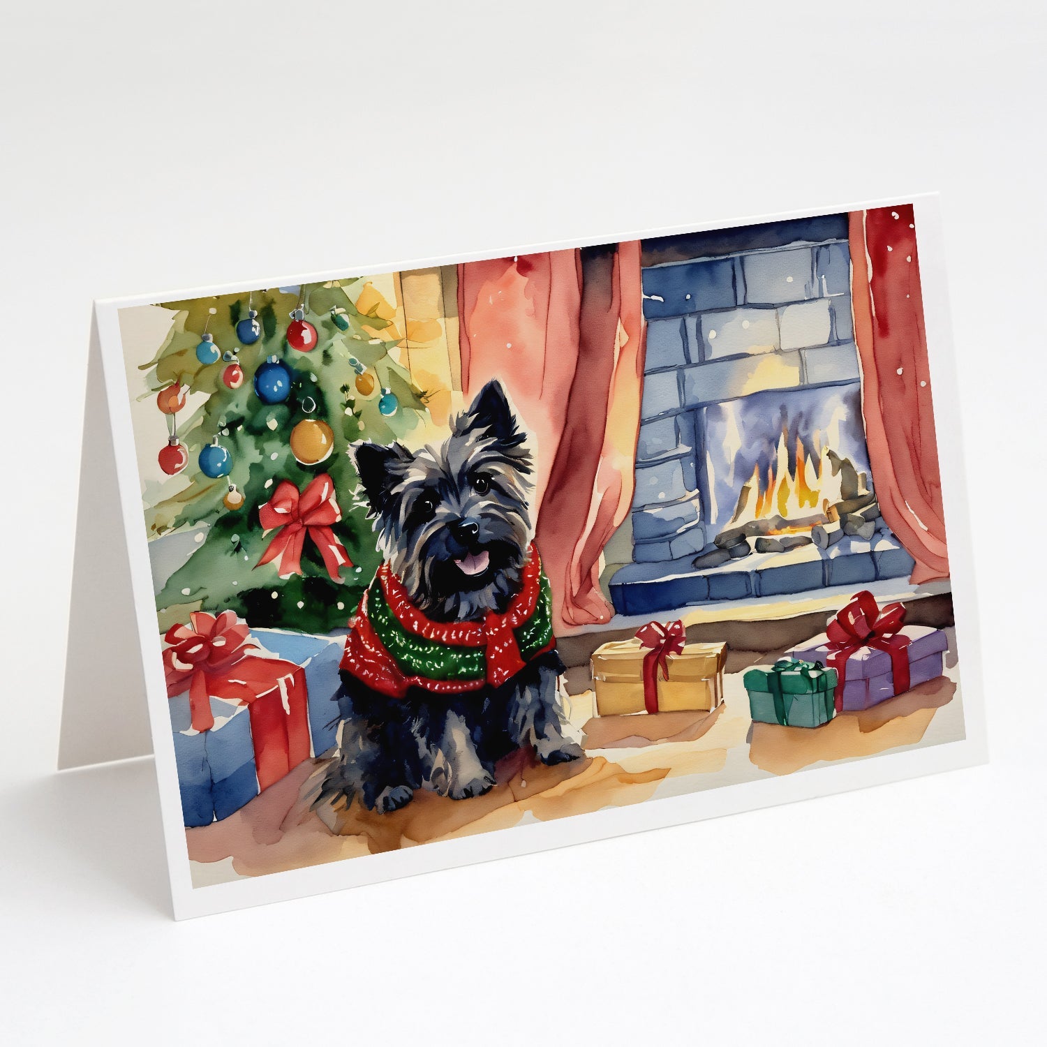 Cairn Terrier Christmas Greeting Cards Pack of 8 Blank Cards with Envelopes Whimsical A7 Size 5x7