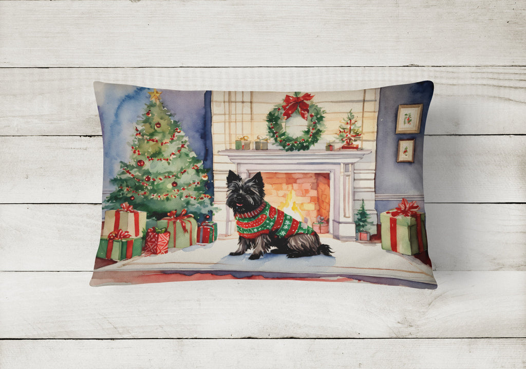 Cairn Terrier Christmas Decorative Throw Pillow 12x16 Indoor Outdoor Accent Cushion, Fabric Cover with Insert for Sofa, Bed, Porch & Living Room