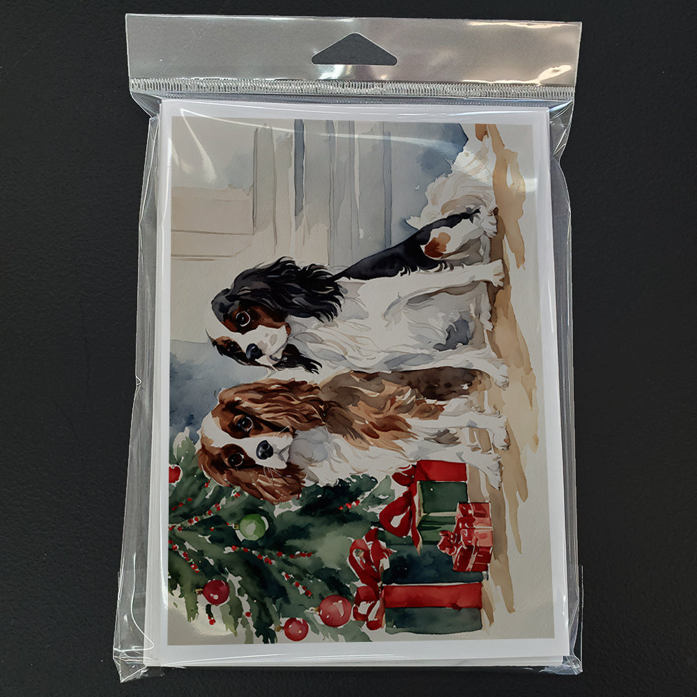 Cavalier Spaniel Christmas Greeting Cards Pack of 8 Blank Cards with Envelopes Whimsical A7 Size 5x7