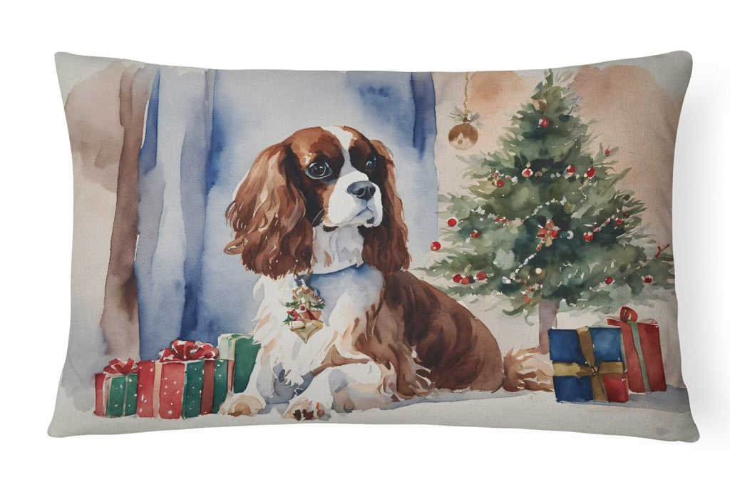 Cavalier Spaniel Christmas Decorative Throw Pillow 12x16 Indoor Outdoor Accent Cushion, Fabric Cover with Insert for Sofa, Bed, Porch & Living Room