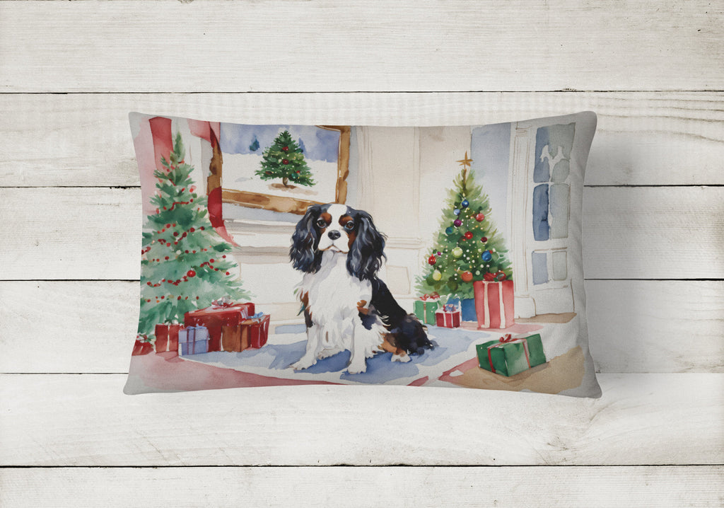 Cavalier Spaniel Christmas Decorative Throw Pillow 12x16 Indoor Outdoor Accent Cushion, Fabric Cover with Insert for Sofa, Bed, Porch & Living Room
