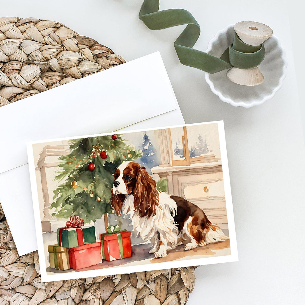 Cavalier Spaniel Christmas Greeting Cards Pack of 8 Blank Cards with Envelopes Whimsical A7 Size 5x7