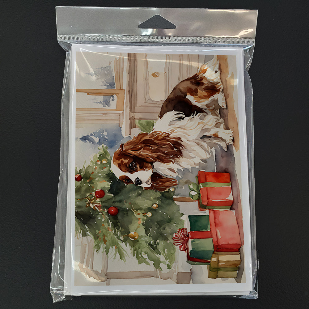 Cavalier Spaniel Christmas Greeting Cards Pack of 8 Blank Cards with Envelopes Whimsical A7 Size 5x7