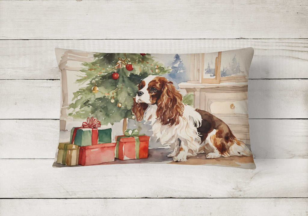 Cavalier Spaniel Christmas Decorative Throw Pillow 12x16 Indoor Outdoor Accent Cushion, Fabric Cover with Insert for Sofa, Bed, Porch & Living Room