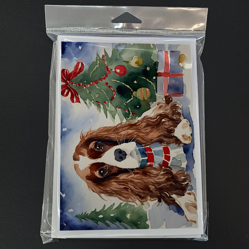 Cavalier Spaniel Christmas Greeting Cards Pack of 8 Blank Cards with Envelopes Whimsical A7 Size 5x7