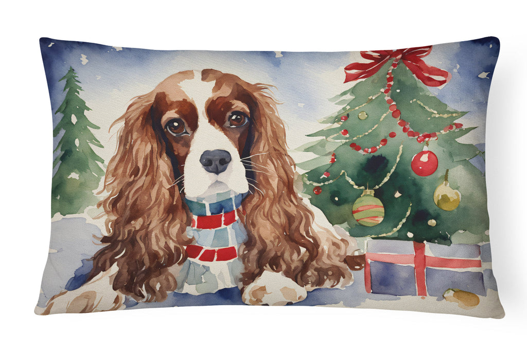 Cavalier Spaniel Christmas Decorative Throw Pillow 12x16 Indoor Outdoor Accent Cushion, Fabric Cover with Insert for Sofa, Bed, Porch & Living Room
