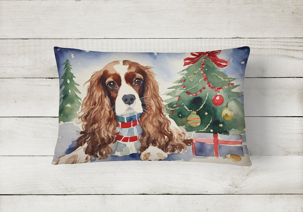 Cavalier Spaniel Christmas Decorative Throw Pillow 12x16 Indoor Outdoor Accent Cushion, Fabric Cover with Insert for Sofa, Bed, Porch & Living Room