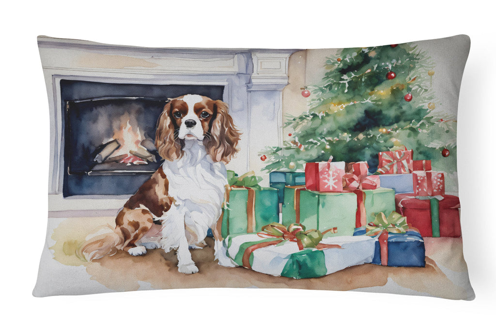 Cavalier Spaniel Christmas Decorative Throw Pillow 12x16 Indoor Outdoor Accent Cushion, Fabric Cover with Insert for Sofa, Bed, Porch & Living Room