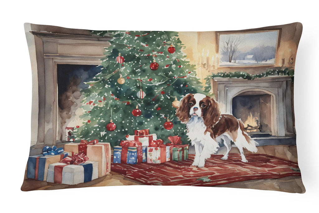 Cavalier Spaniel Christmas Decorative Throw Pillow 12x16 Indoor Outdoor Accent Cushion, Fabric Cover with Insert for Sofa, Bed, Porch & Living Room