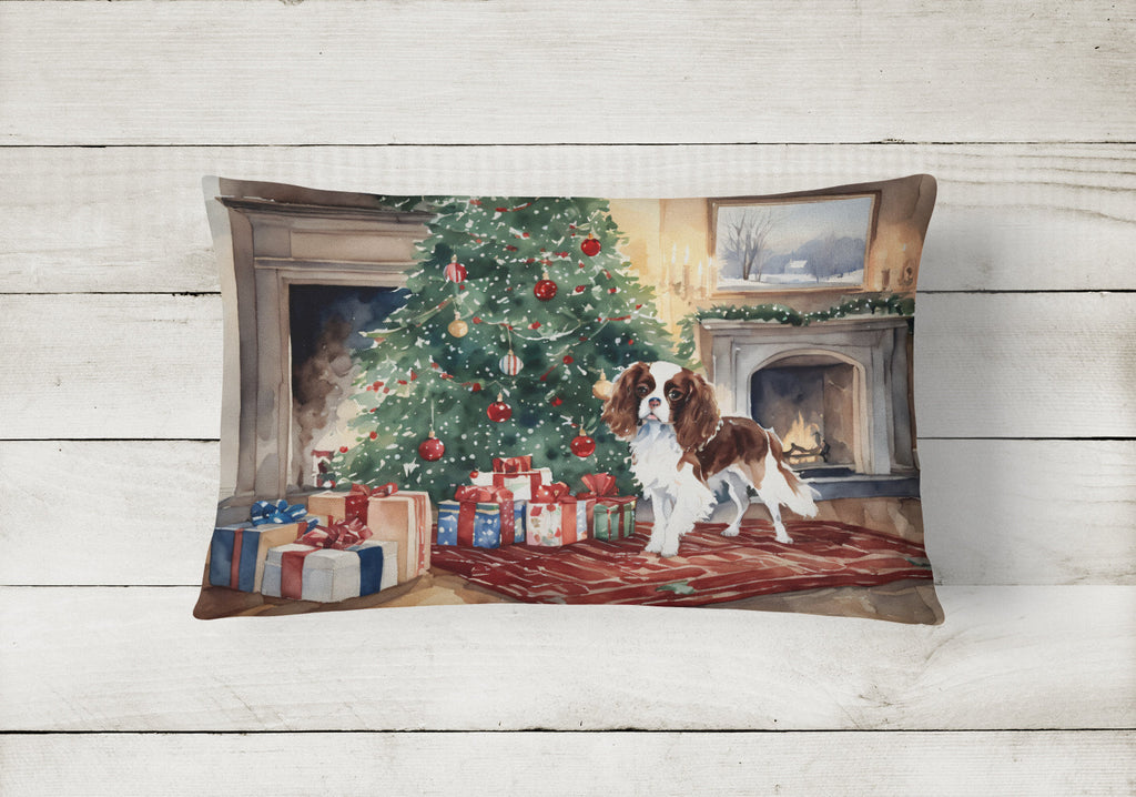 Cavalier Spaniel Christmas Decorative Throw Pillow 12x16 Indoor Outdoor Accent Cushion, Fabric Cover with Insert for Sofa, Bed, Porch & Living Room