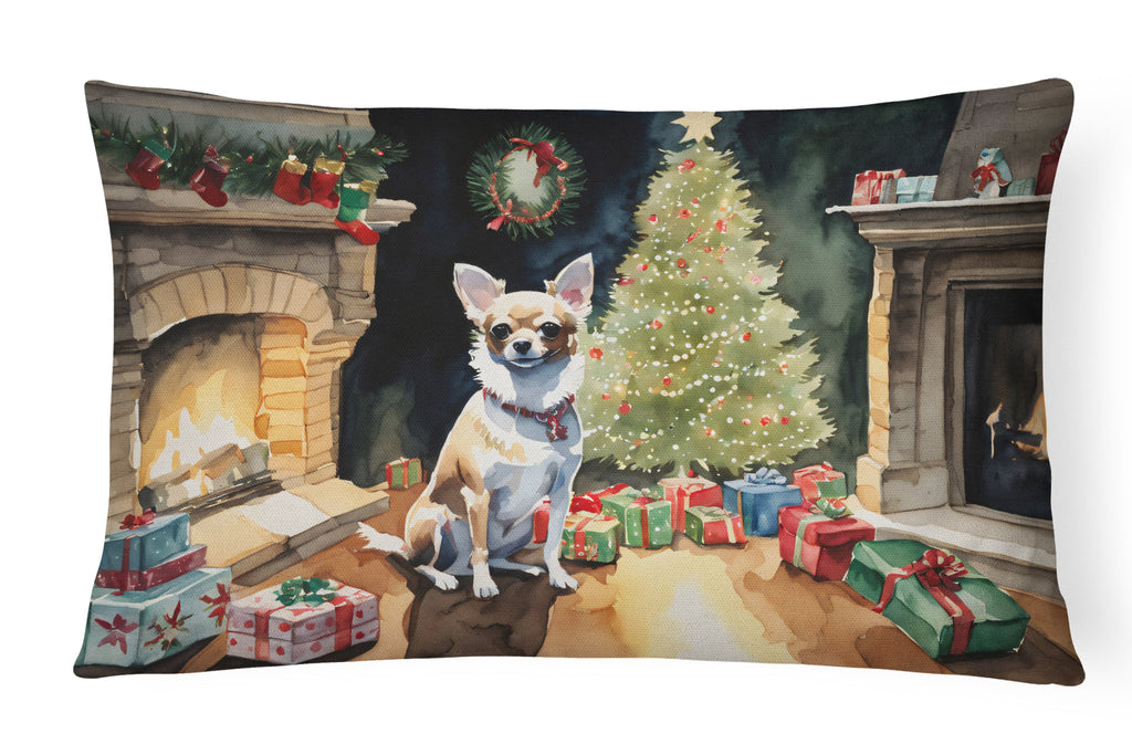 Chihuahua Christmas Decorative Throw Pillow 12x16 Indoor Outdoor Accent Cushion, Fabric Cover with Insert for Sofa, Bed, Porch & Living Room