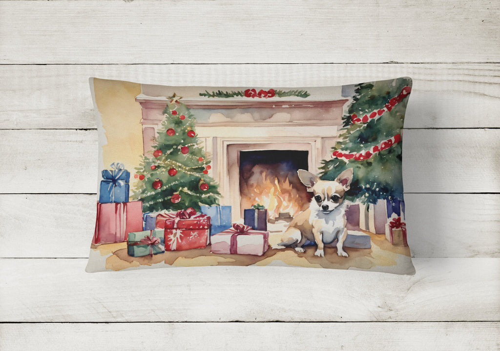 Chihuahua Christmas Decorative Throw Pillow 12x16 Indoor Outdoor Accent Cushion, Fabric Cover with Insert for Sofa, Bed, Porch & Living Room