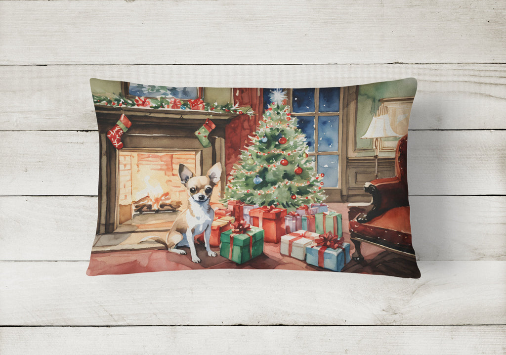 Chihuahua Christmas Decorative Throw Pillow 12x16 Indoor Outdoor Accent Cushion, Fabric Cover with Insert for Sofa, Bed, Porch & Living Room