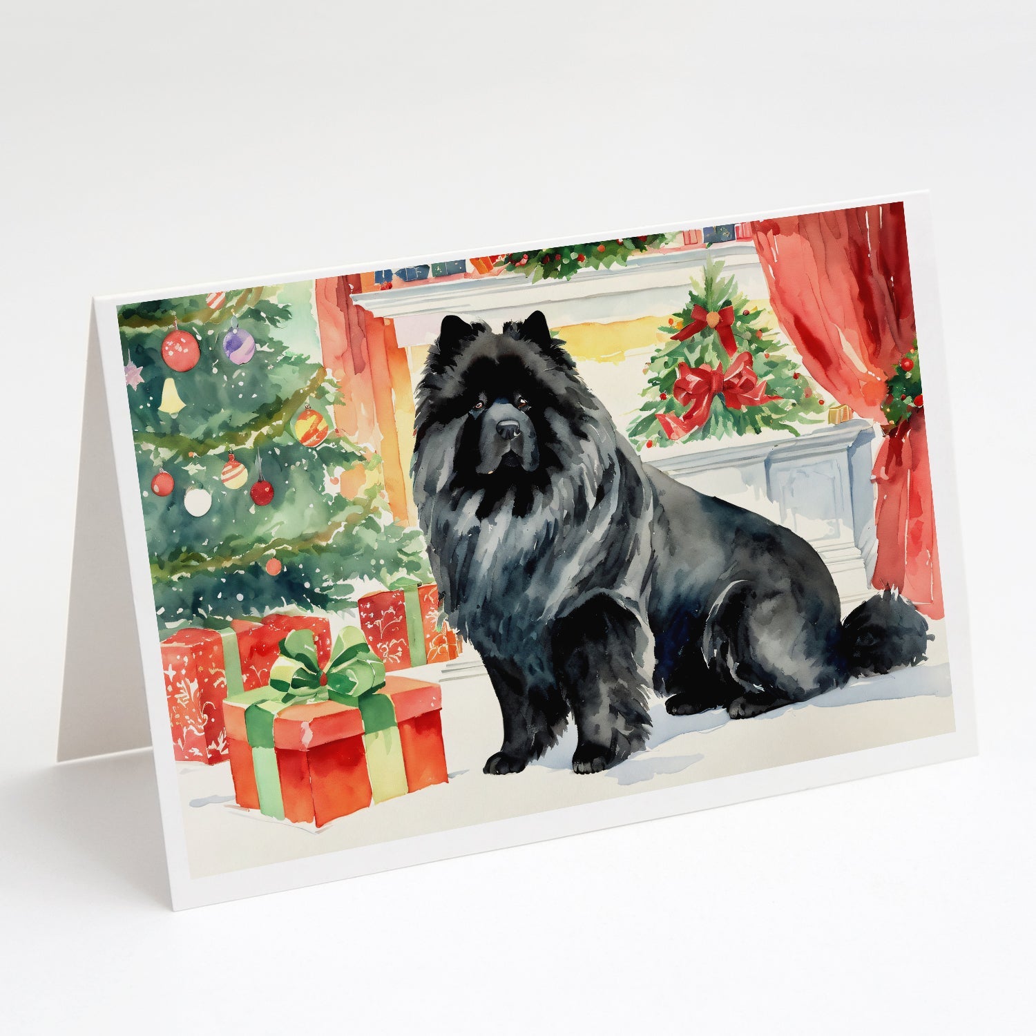 Black Chow Chow Christmas Greeting Cards Pack of 8 Blank Cards with Envelopes Whimsical A7 Size 5x7