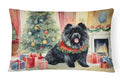 Black Chow Chow Christmas Decorative Throw Pillow 12x16 Indoor Outdoor Accent Cushion, Fabric Cover with Insert for Sofa, Bed, Porch & Living Room