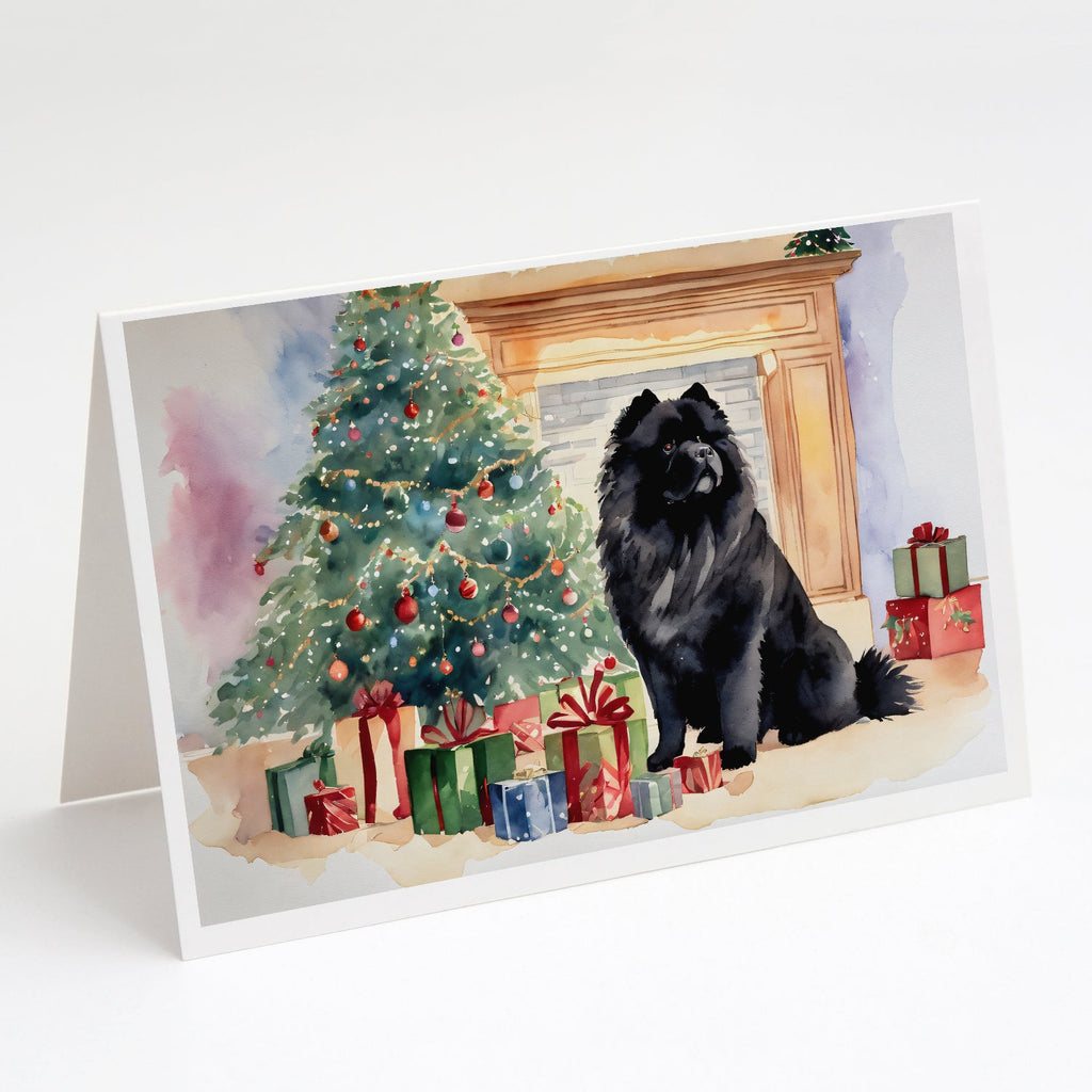 Black Chow Chow Christmas Greeting Cards Pack of 8 Blank Cards with Envelopes Whimsical A7 Size 5x7