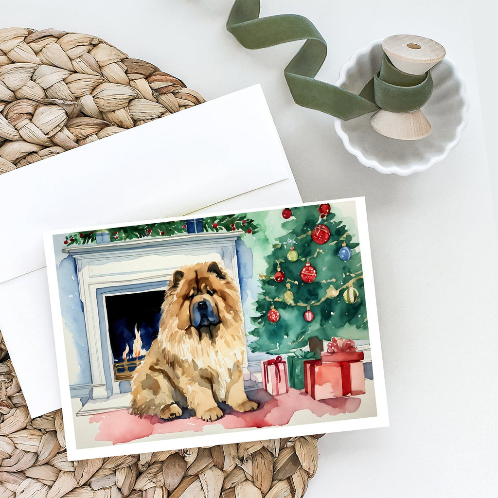 Chow Chow Christmas Greeting Cards Pack of 8 Blank Cards with Envelopes Whimsical A7 Size 5x7