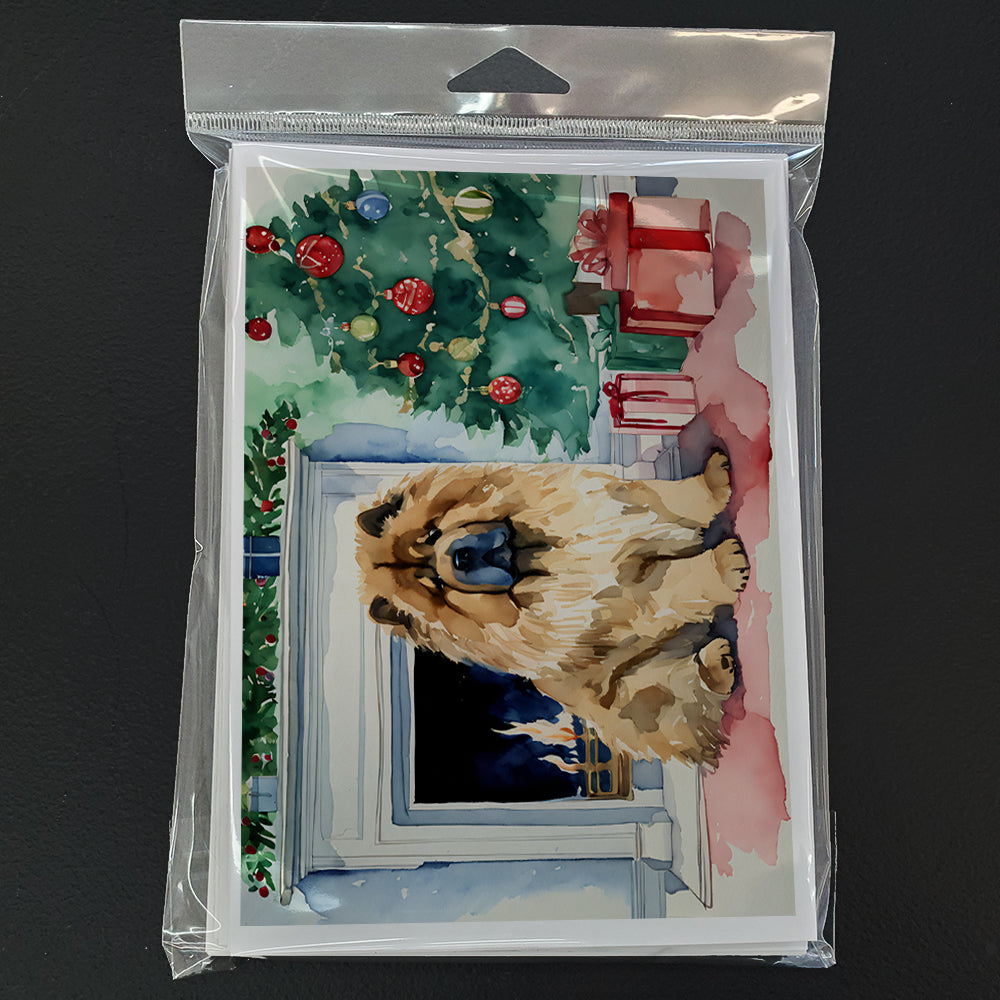 Chow Chow Christmas Greeting Cards Pack of 8 Blank Cards with Envelopes Whimsical A7 Size 5x7