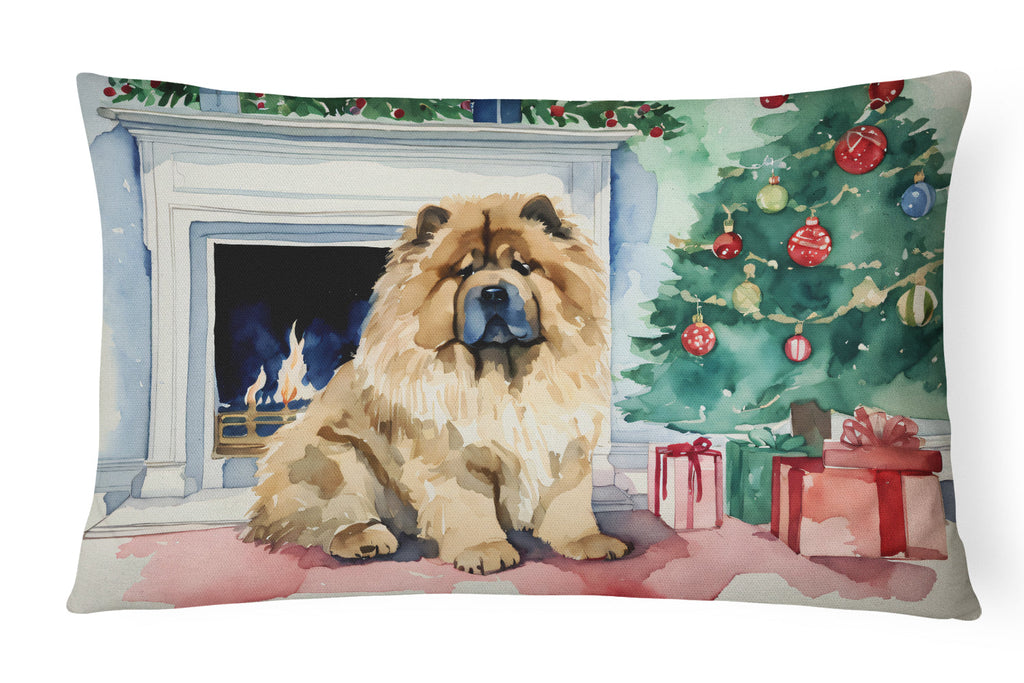 Chow Chow Christmas Decorative Throw Pillow 12x16 Indoor Outdoor Accent Cushion, Fabric Cover with Insert for Sofa, Bed, Porch & Living Room