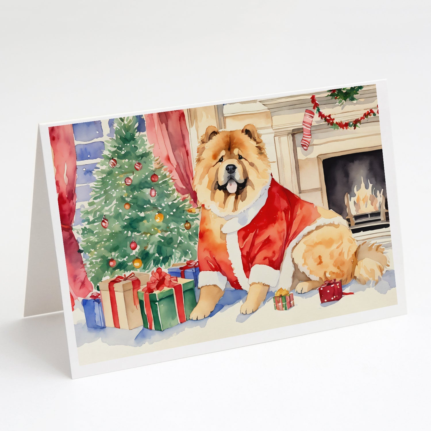 Chow Chow Christmas Greeting Cards Pack of 8 Blank Cards with Envelopes Whimsical A7 Size 5x7
