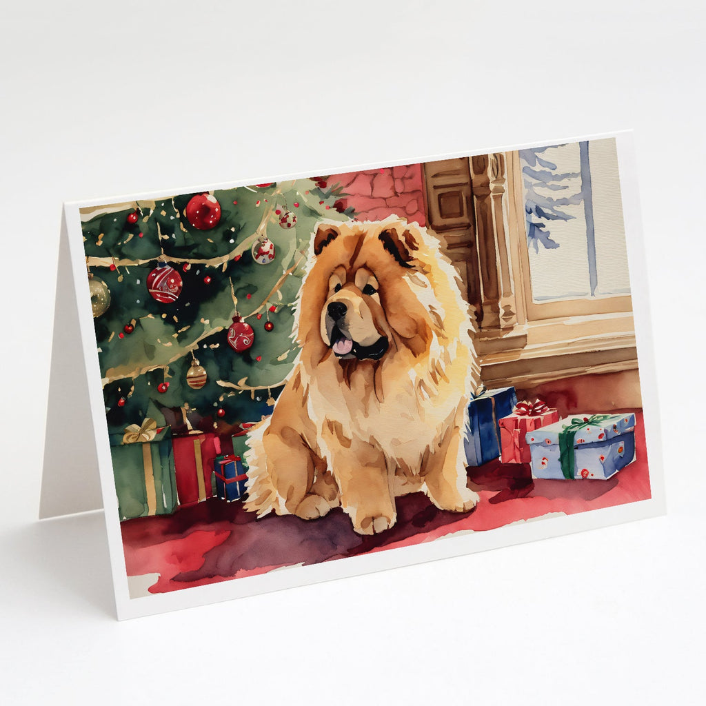 Chow Chow Christmas Greeting Cards Pack of 8 Blank Cards with Envelopes Whimsical A7 Size 5x7