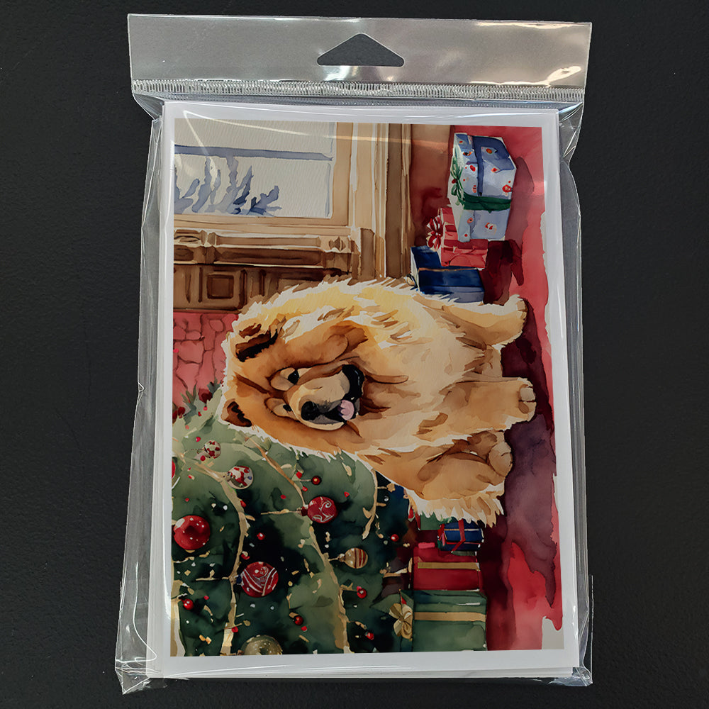 Chow Chow Christmas Greeting Cards Pack of 8 Blank Cards with Envelopes Whimsical A7 Size 5x7