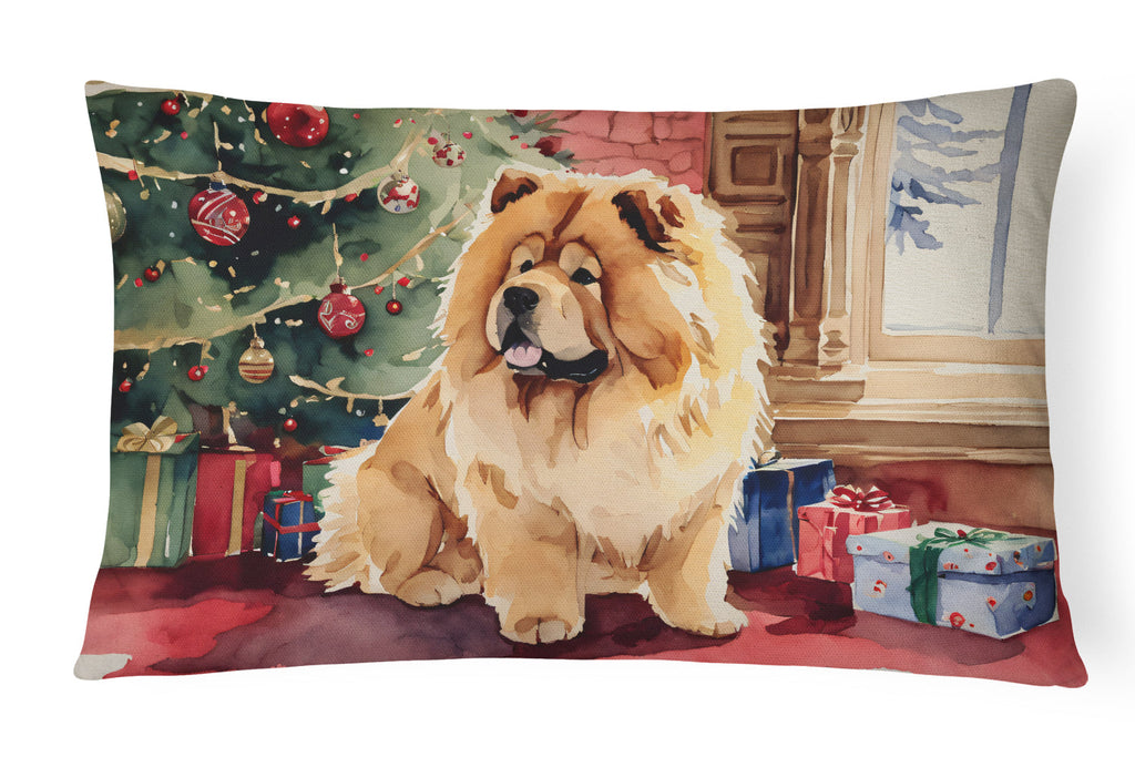 Chow Chow Christmas Decorative Throw Pillow 12x16 Indoor Outdoor Accent Cushion, Fabric Cover with Insert for Sofa, Bed, Porch & Living Room