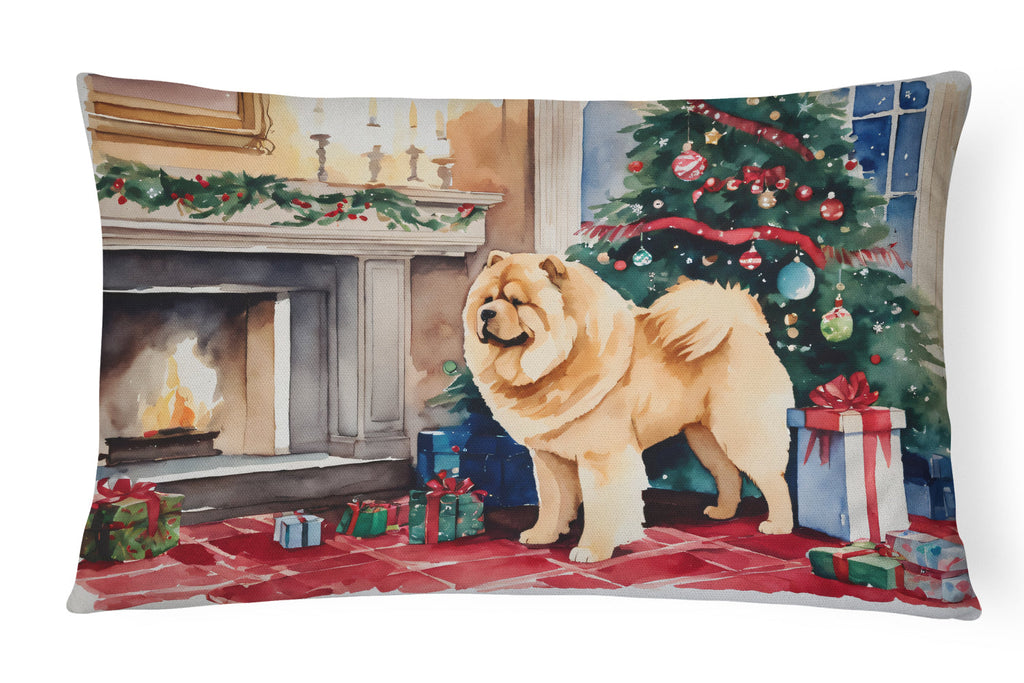 Chow Chow Christmas Decorative Throw Pillow 12x16 Indoor Outdoor Accent Cushion, Fabric Cover with Insert for Sofa, Bed, Porch & Living Room