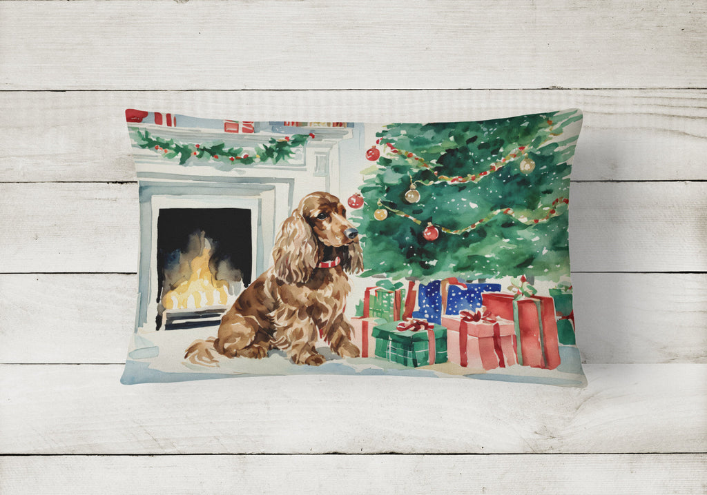 Cocker Spaniel Christmas Decorative Throw Pillow 12x16 Indoor Outdoor Accent Cushion, Fabric Cover with Insert for Sofa, Bed, Porch & Living Room