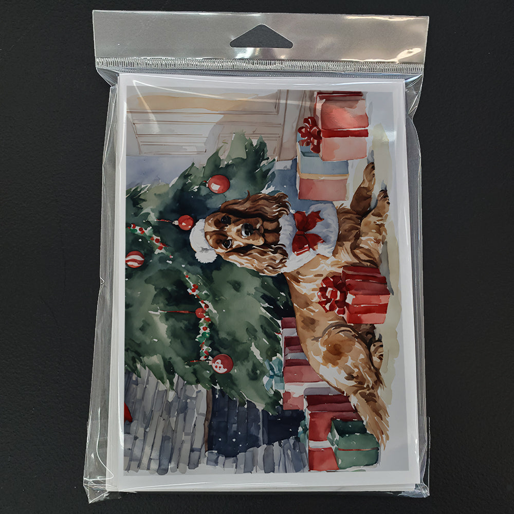 Cocker Spaniel Christmas Greeting Cards Pack of 8 Blank Cards with Envelopes Whimsical A7 Size 5x7