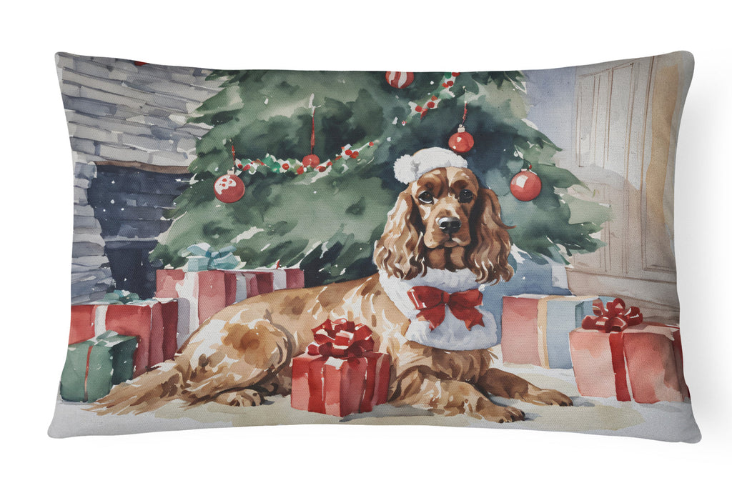 Cocker Spaniel Christmas Decorative Throw Pillow 12x16 Indoor Outdoor Accent Cushion, Fabric Cover with Insert for Sofa, Bed, Porch & Living Room