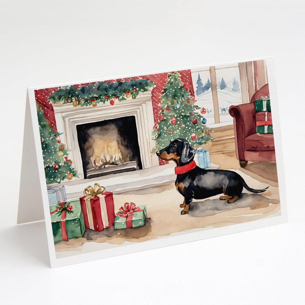 Black and Tan Dachshund Christmas Greeting Cards Pack of 8 Blank Cards with Envelopes Whimsical A7 Size 5x7