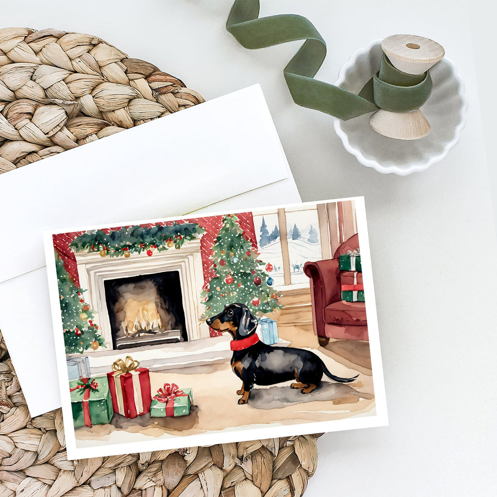 Black and Tan Dachshund Christmas Greeting Cards Pack of 8 Blank Cards with Envelopes Whimsical A7 Size 5x7