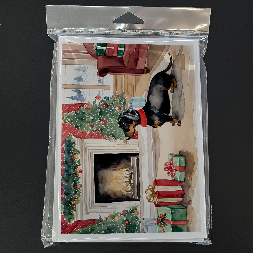 Black and Tan Dachshund Christmas Greeting Cards Pack of 8 Blank Cards with Envelopes Whimsical A7 Size 5x7