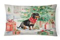 Black and Tan Dachshund Christmas Decorative Throw Pillow 12x16 Indoor Outdoor Accent Cushion, Fabric Cover with Insert for Sofa, Bed, Porch & Living Room