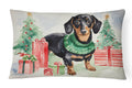 Black and Tan Dachshund Christmas Decorative Throw Pillow 12x16 Indoor Outdoor Accent Cushion, Fabric Cover with Insert for Sofa, Bed, Porch & Living Room