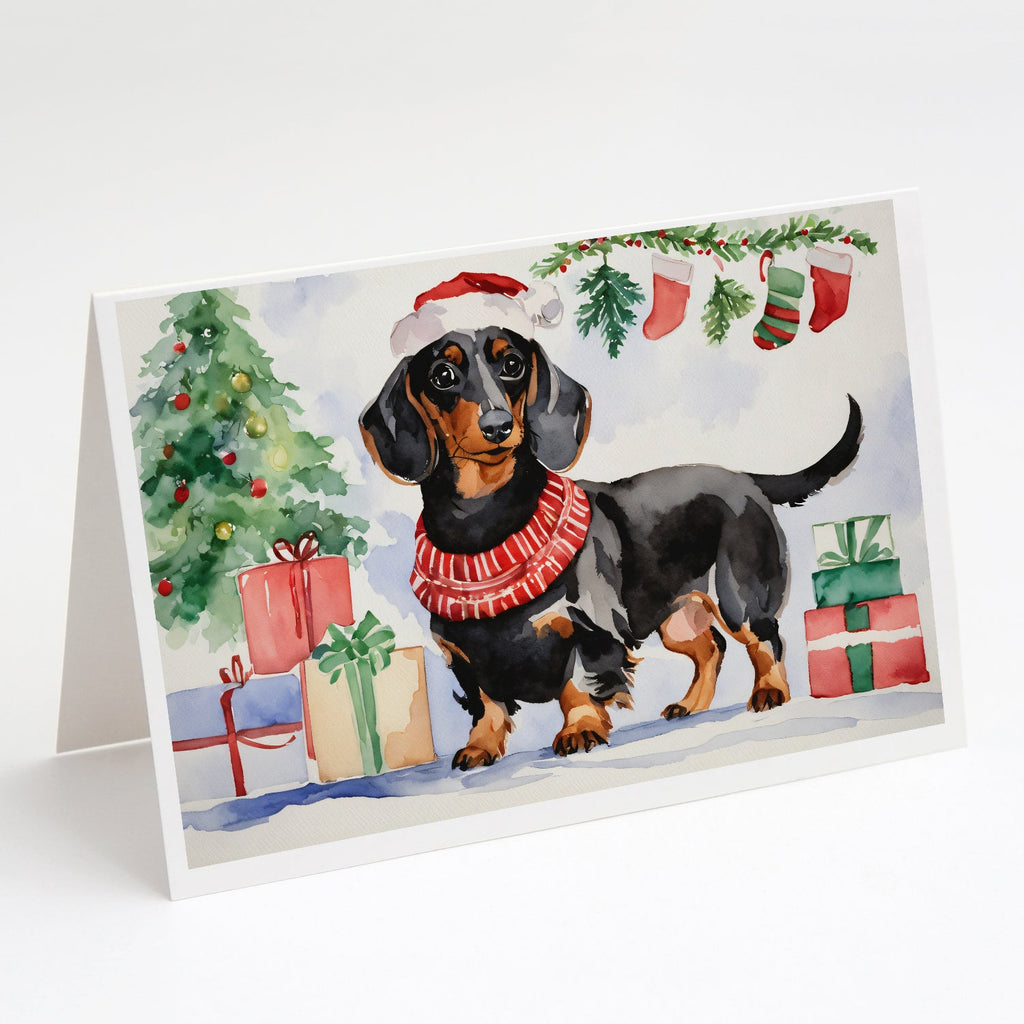 Black and Tan Dachshund Christmas Greeting Cards Pack of 8 Blank Cards with Envelopes Whimsical A7 Size 5x7