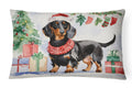 Black and Tan Dachshund Christmas Decorative Throw Pillow 12x16 Indoor Outdoor Accent Cushion, Fabric Cover with Insert for Sofa, Bed, Porch & Living Room