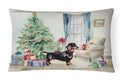 Black and Tan Dachshund Christmas Decorative Throw Pillow 12x16 Indoor Outdoor Accent Cushion, Fabric Cover with Insert for Sofa, Bed, Porch & Living Room
